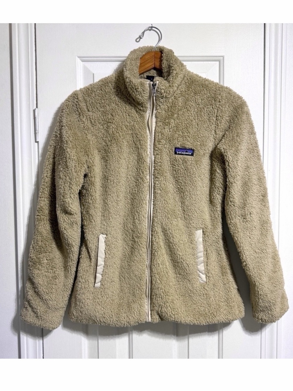Patagonia Women's Los Gatos Fleece tan sherpa zip Jacket size Small